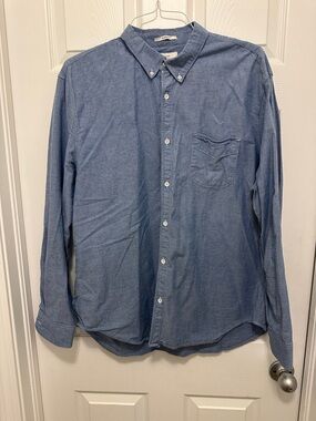 Lucky Brand Men's Chambray Button-Down Shirt in Light Blue XXL